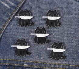 Black Cat Pronouns Enamel Pin Punk Brooch quotHe She Theyquot Knife Animals Badge Witch Lapel Pin Kitten Goth Jewellery Gift Fri8948257