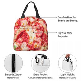 Pizza Salami Sausage Pepperoni Food Insulated Lunch Bag Portable Reusable Thermal Bag Tote Lunch Box Work Outdoor Bento Pouch