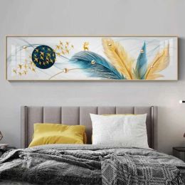 Crystal Porcelain Painting Modern Luxury Feather Decorative Painting Room Decor Hanging Painting Frame Wall Art Poster Canvas