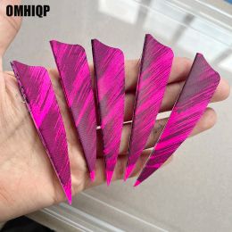 50Pcs 3inch Right/Left Wing Hunting Arrow Feather Shield Cut Pink Natural Turkey Plumes Ink Design Fletching Archery Accessories