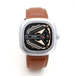 Wristwatches Punk Style Square Turntable Unisexual Watch Fashionable Men's Fashion Versatile Belt Quartz Teenage Electronic Clock