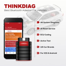 Thinkdiag OBD2 Scanner full software 1 year Free Update Code Reader ECU Coding Active test Diagnostic Tool Thinkdriver Easydiag