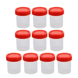 Disposable Cups Straws 10 Pcs Clear Container Sample Cup Urine Specimen Collection Lids Sterile The Pp