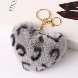 Keychains 21 Color Fashion Heart Shape Fake Fur Pompom Keychain Women Bag Cars Simple Fluffy Keyring Jewelry Gifts