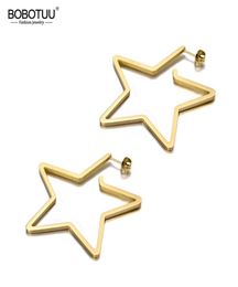 Stud BOBOTUU Fashion Titanium Stainless Steel Love Star Earrings Bohemia Office Jewellery For Women Girls BE193293994968