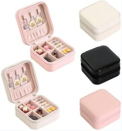 Portable Small Jewelry Box Women Travel Jewellery Organizer PU Leather Mini Case Rings Earrings Necklace Holder Display Storage Ca6927015