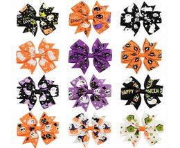 3 Inch Boutique Halloween Hair Bow With pattern Popular Clips Kids Hair Pumpkin Halloween Hairpins Hair Accessories Hairpin 6382522290