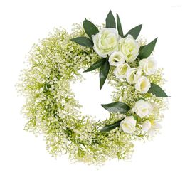 Decorative Flowers 1pc Garland Simulated Flower 2024 White Rose Wreath Wedding Outdoor Courtyard Decoration Festive Party Supplies