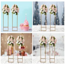 Vases 10Pcs Set Geometric Stands Metal Gold Flower Floor Holders For Wedding Centrepiece Backdrop Decor And Business Celebrations Tool