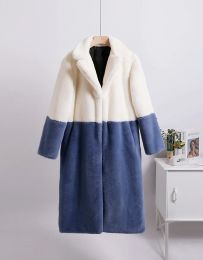 2023 Winter Women High Quality Faux Rabbit Luxury Long Fur Coat Lapel OverCoat Thick Warm Female Plush Jacket Large Size 5XL