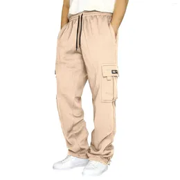 Men's Pants Men Cargo Utility Pocket Drawstring Waist Joggers Pant Elastic Military Trousers Autumn Casual Fit Tactical
