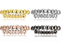 New Teeth Grillz Top Bottom 18K gold silvery Colour Grills Dental Mouth Hip Hop Fashion Jewellery Rapper Jewellery 6 styles5309960