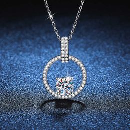 Sier S925 Sterling One Mosan Diamond Necklace Padlock Ring Pendant Female Slightly Inlaid with Diamond Mosan Stone Clavicle Chain Female