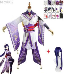 Game Genshin Impact Raiden Shogun Cosplay Come Baal Wig Beelzebul Cosplay Come Women Kimono Dress Uniform Party Role Playing L22086141081