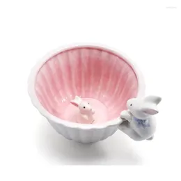 Bowls Pink Ceramic Bowl 3D Instant Noodle Fruit Kitchen Supplies Mixing