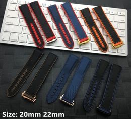 20mm 22mm Rubber Bracelets fabric Nylon Watch band Perfert For Omega strap Seamaster 300 Speedmaster 8900 Planet Ocean watchband 06791312