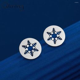 Stud Earrings Stainless Steel Post Women Winter Statement Jewelry Tiny Snowflakes Ears Wedding Gift