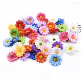 Decorative Flowers Wreaths 20Pcs Artificial Christmas Decorations For Home Wedding Silk Little Daisy Diy Gifts Box Scrapbooking Dr Dhvku