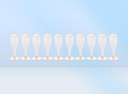 Disposable Dinnerware 20pcs Gold Glitter Plastic Champagne Flutes Cups Toasting Glasses Wedding Baby Shower Party Supplies2234257
