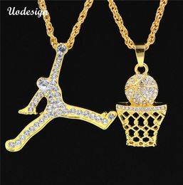 Uodesign Hip Hop Iced Out Bling Full Rhinestone Number 23 Sports Man Pendants Necklaces Gold Color Necklace for Men Jewelry41817986333153