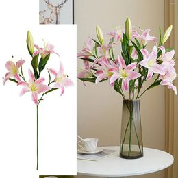 Decorative Flowers 5 Head Silk Cloth Lily Simulation Flower 4 1 Bud The Hydrangeas Artificial Roses Bulk 100