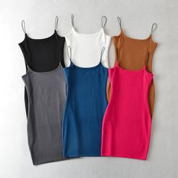 Casual Dresses Bodycon For Women 2024 Summer Clothes Mini Dress Elegant Korean Fashion Pink Vintage Beach Cami Knitted