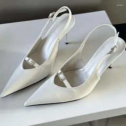 Dress Shoes Summer Fashion Pointed Toe High Heeled Mule Slippers Sexy Stiletto Heel Mules Elegant Silver Sandal Female