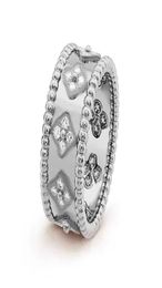 Jewellery designer female diamond ring with four leaf clover kaleidoscope Europe 925 silver fashion gold diamond lovers Jewellery Vale7081530