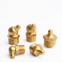 2~10pcs Brass Hydraulic Grease Nipple Fittings Straight 45/90Degree Copper Oil Mouth Elbow Type Oil Zerk Fitting for Grease Gun