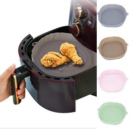 Disposable Dinnerware Reusable Silicone Round Air Fryers Pad Fryer Pot Basket Mat Grill Pan Accessories Oven Baking Tray