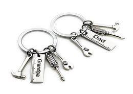50pcslot New Stainless Steel Dad Tools Keychain Grandpa Hammer Screwdriver Keyring Father Day Gifts1 85 W29390304
