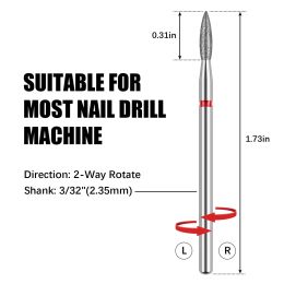 E-File Nail Drill bit for Manicure and Pedicure, Russian Electric File bits, Diamond, Flame (Drop) with a Rounded tip