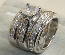 925 Sterling Silver White Clear 5A CZ stones Wedding Bridal Women Rings Gift Size 5112064600