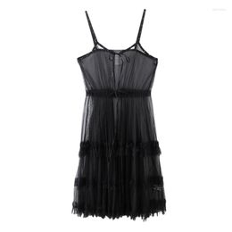 Casual Dresses Autumn Sexy See-through Princess Suspender Dress Female Waist Trimming Fashion Figure Flattering Outerwear Cut Label