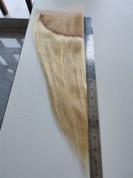 #613 Lace Frontal 13*4 Transparent Lace Straight Bleach Blonde Pre-plucked 13x4 Frontals Hand Tied Brazilian Hair 16 Inch