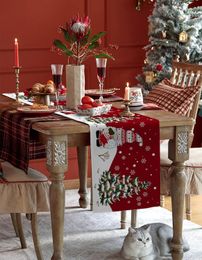 Christmas Tree Gnome Snowflakes Linen Table Runners Dresser Scarf Table Decor Winter Dining Table Runners Christmas Decorations