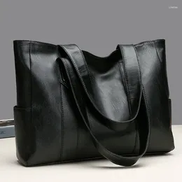 Drawstring Fashion Large Soft Leather Ladies Bag European And American Retro Capacity Shoulder Handbag PU Material