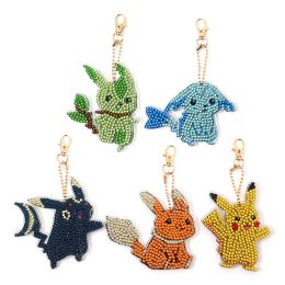 Rings 5pcs Diy Full Drill Special Shaped Drill Cartoon Animal Diamond Painting Keychain Women Bag Decoration Diamond Mosaic Gift