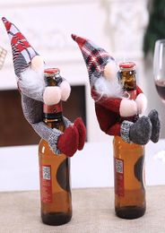 Christmas Decorations Cartoon Santa Swedish Gnome Doll Wine Bottle Bags Cover Year Party Champagne Holders Home Table Decor Gift8300786
