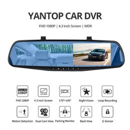 FHD 1080P Car DVR Dash Cam with Rearview Mirror Auto Reverse Image 170° Wide Angle Dual Lens Video Recorder Vehicle Supplies