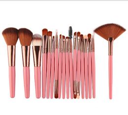 18Pcs Makeup Brushes Set Kit Power Foundation Blush Eye Shadow Eyelash Eyeliner Lip Blending Fan Cosmetic Tools6984079