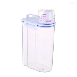 Storage Bottles Rice Bin Cereal Containers Dispenser With Measuring Cup Plastic Lids Holder Container 2.5L