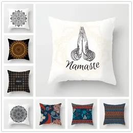 Pillow Houspace Polyester Peach Skin Namaste & Collection Mandalas For Home Cover Decor Gift Chair Seat Case