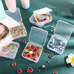6Pcs Mini Storage Box Transparent Square Plastic Box Earrings Jewellery Packaging Storage Case Small Square Box Earrings Organiser