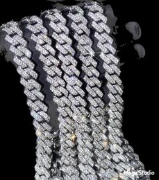 Who 14mm Prong Miami Cuban Link Chain 16Inch 18Inch 20Inch 22Inch 24Inch 26Inch 28Inch 30Inch Iced Out Rhinestone Gold Silver Men 5883770