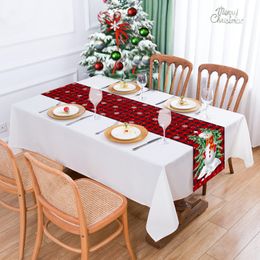 Christmas Snowflake Snowman Linen Table Runners Kitchen Table Decor Reusable Dining Table Runners Holiday Party Decorations