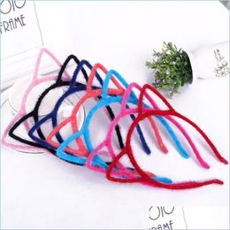 Headbands Stylish Women Girls Furry Cat Ears Headband Devil Head Hoop Fine Hair Ornaments Accessories Headwear Y Band Drop Delivery J Dh3Eo