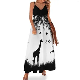 Casual Dresses Giraffe & Landscape Sleeveless Dress Vintage Evening Luxury 2024