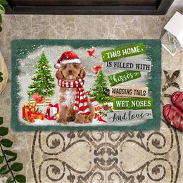 CLOOCL Christmas Carpet Doormats Poodle Teddy 3D Printed Flannel Floor Mats For Living Room Area Rug Xmas Gifts Dropshipping