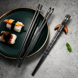 Chopsticks Reusable Double Sushi Fiber Non-slip 5 Polymer Clean Bar To Easy Engraving Material Laser Glass Alloy Home Black